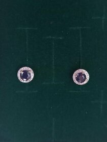 Zlaté náušnice se safíry a brilianty 0,06 ct NOVÉ