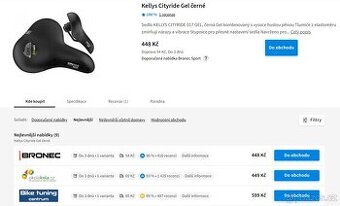 Sedlo na kolo - Kellys Cityride Gel (černé)