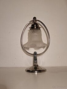 Art Deco niklovaná stará lampička, stolní lampa D.R.G.M.