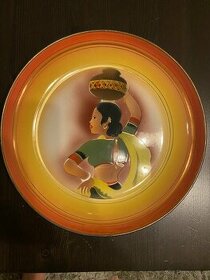 Starožitný velký smaltovaný talíř/mísa