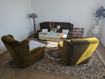 Gauč + 2 křesla – retro styl, pěkný stav