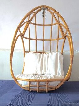 Závěsné Křeslo (Vajíčko) Přírodní Ratan á la 70. Léta