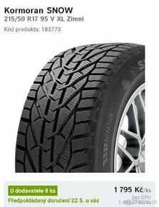 Zimní pneumatiky Kormoran 215/50 R17