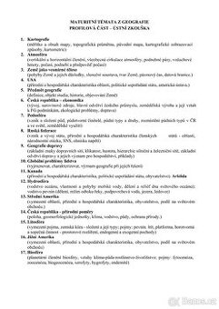 Maturitní otázky z geografie/ zeměpisu (ústní zkouška)