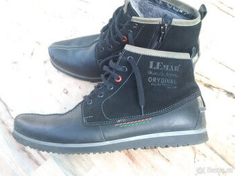 Kvalitní stylové kožené zimní boty LEMAR, vel. 42