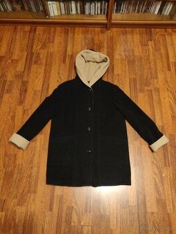 Dámský kabát s kapucí, vlna + kašmír, vel. 44