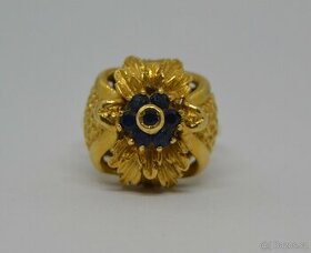 Zlatý prsten s modrými safíry 18ti karátové zlato