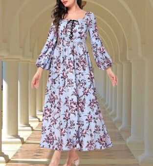 Květované dlouhé šaty se šněrováním - NOVÉ