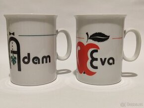 Retro hrnky Adam a Eva, Epiag ČSSR, 120.-/kus, pošta 69.-