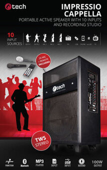 Party repro:C-TECH Impressio Cappella 100W RMS,baterie,2xMIC