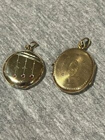 Zlatý medailon dva kusy starožitný - 1