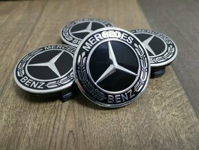 Středové pokličky (krytky kol) Mercedes-Benz černé (věnec)