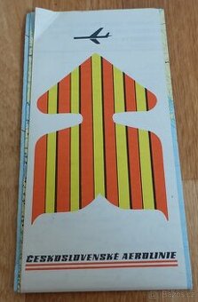 Originální letecká mapa Československých aerolinií (ČSA)