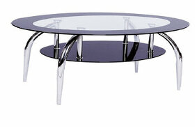 skleněný OVÁLNÝ konferenční stolek 100 x 50 x 60 cm