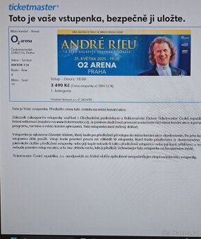 31.5. André Rieu 2x vstupenka