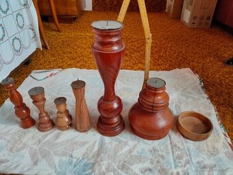 Dřevěné svícny-7ks