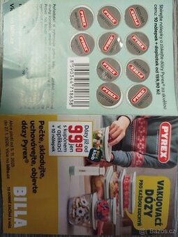 Nalepky Billa vakuovaci dozy PYREX do 27.1.26