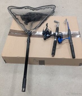 Rybářské pruty s navijáky a podběrák