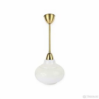 Retro mosazný lustr s opálovým sklem