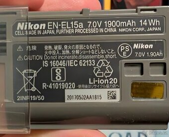 Prodám Nikon EN-EL15a Li-ion 7.0V 1900mAh 14 Wh