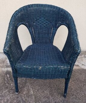 Proutěné křeslo. Modré. Robustní