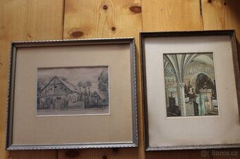 2 X KAREL VIK - BAREVNÝ DŘEVORYT + AKVAREL