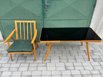 Retro konferenční stolek a křeslo