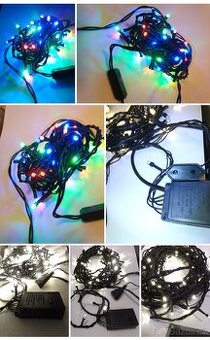 Vánoční 100 LED řetězy osvětlení bílé/žluté barvy a barevné