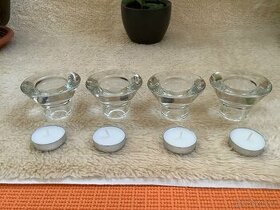 krásné elegantní skleněné SVÍCNY na velké i malé svíčky 4 ks