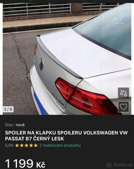 Passat B7 spoiler černý lesk