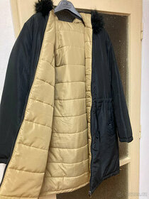 kabát oboustranný s kapucí a kožichem vel XL/XXL