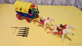 Stará hračka vůz s koňmi Wild West