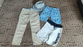 Kalhoty, kraťasy, klobouk velikost 116