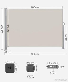 BOČNÍ MARKÝZA 2x3 METRY - 1
