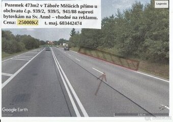 Poz. 473m2 přímo u obchvatu Tábora 25000Kč - 1