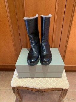 Nové luxusní zimní dámské kožené italské kozačky