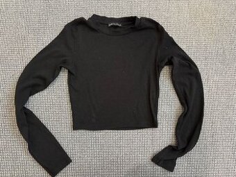 Černé crop top tričko, Zara, vel. S