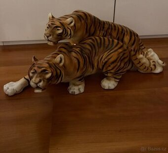 Royal Dux - 1 velké sousoší tygrů