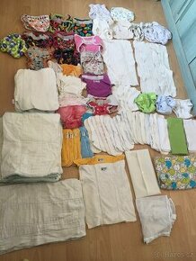 Velká sada látkových plenek a kalhotek od narození