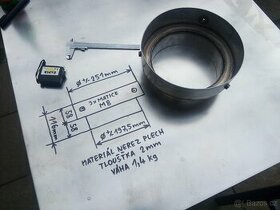 Příruba redukce INOX nerezová 251mm / 197,5mm, výška 116mm