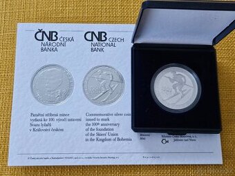 200 Kč 2003 Svaz lyžařů PROOF - stříbrná mince
