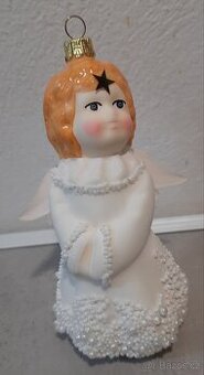 Vánoční ozdoba anděl skleněná - ruční výroba