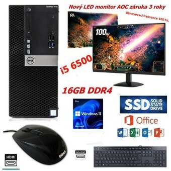 Kompletní PC s novým monitorem,intel i5,SSD,W11,Office,zár.