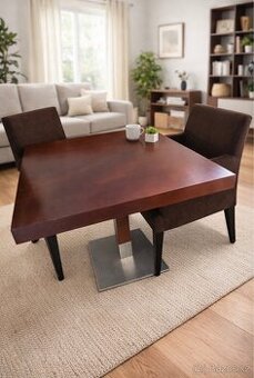 Konferenční stůl z masivu 6 pohodlných čalouněných křesílek