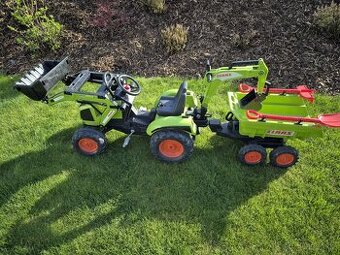 FALK - Šlapací traktor Claas Backhoe s nakladačem, rypadlem