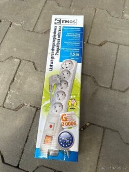 Přepěťová ochrana emos 5 zásuvek 1,5m nová