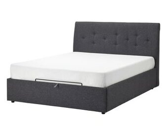 Čalouněná postel IKEA IDANÄS, 160x200 cm, šedá + matrace