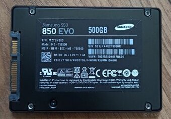 Samsung SSD 850 EVO, disk (2,5) 500GB model:MZ-75E500