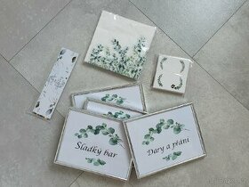 Sada svatebních dekorací Bílá - zelená - stříbrná