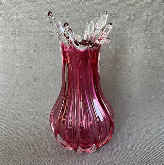 Váza 28 cm, hutní sklo, Josef Hospodka, Egermann